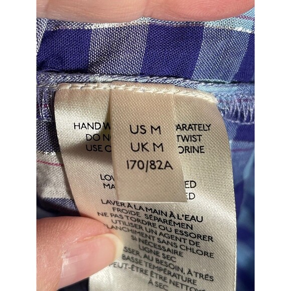 Anthropologie Pilcro Plaid Button Down Shirt Top Ombre Blue Silver Detail Medium - Picture 5 of 12